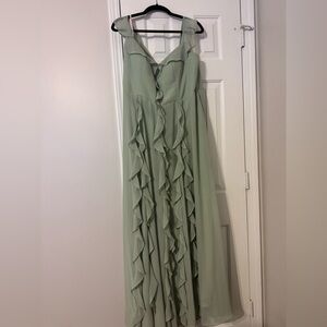 Barbie Azazie 1024 Dusty Sage A-Line w/ Pockets Chiffon Dress